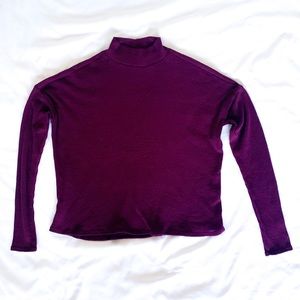 Maroon Mock Neck Crop Long Sleeve Sweater
